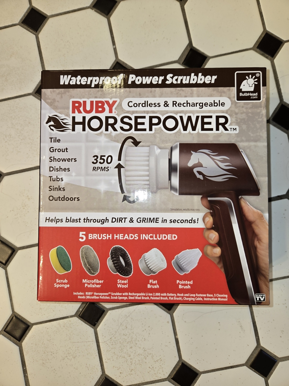 RUBY Horsepower Cordless Rechargeable Power Scrubber - Brown